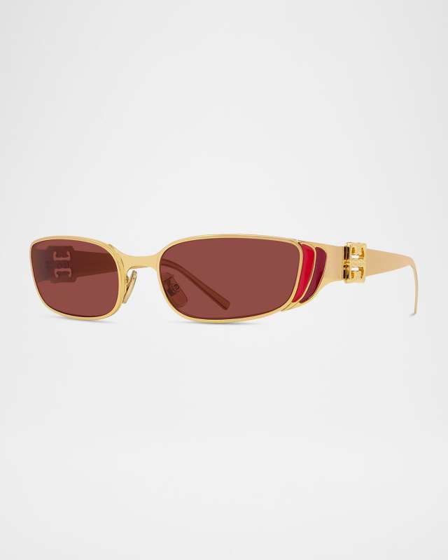 4G Liquid Metal and Nylon Rectangle Sunglasses